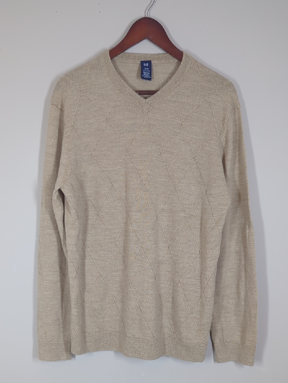 GAP Merino Wool V-Neck Beige Sweater Xl